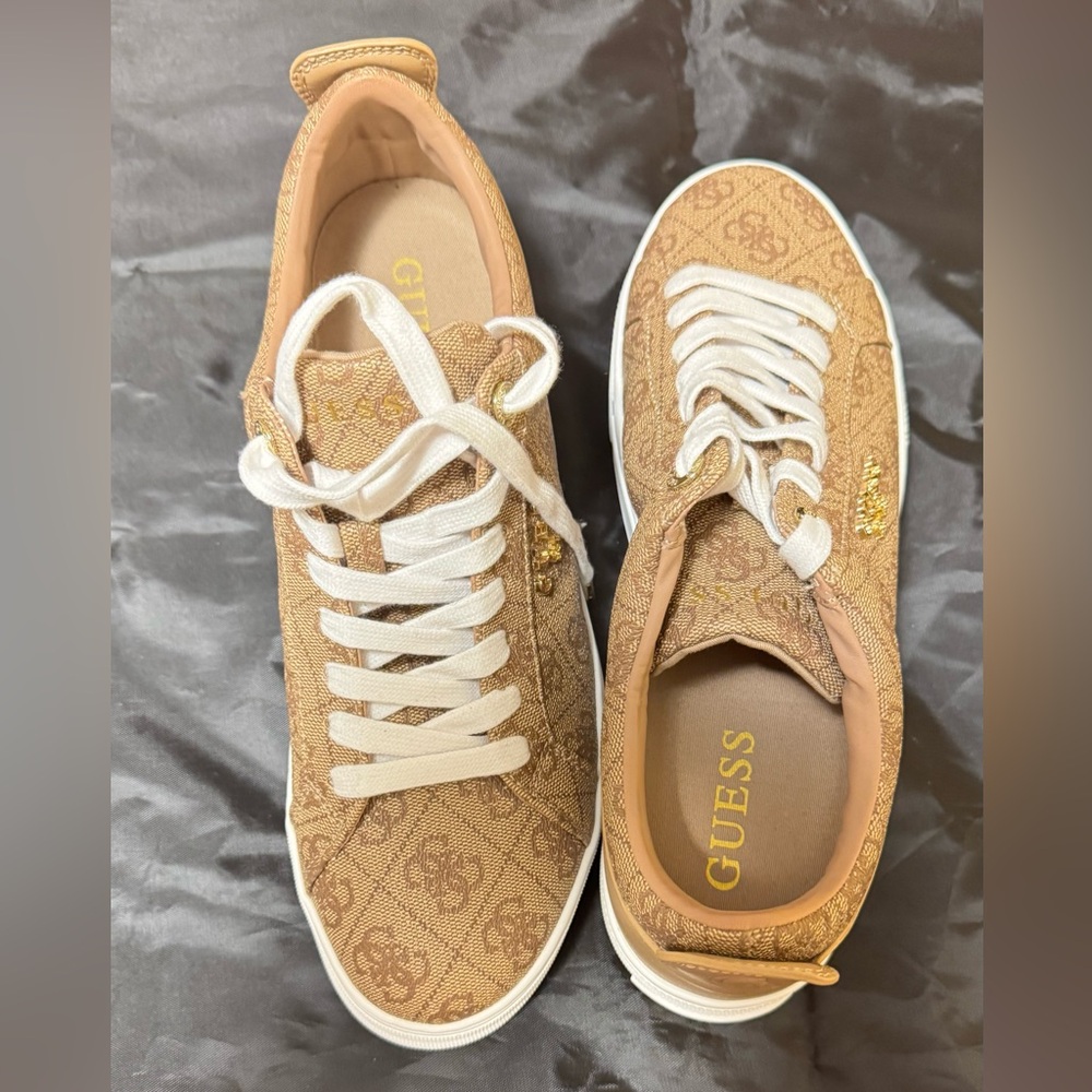 Guess Tan and White Sneakers